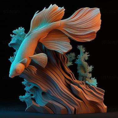 3D модель Кисть хвіст бійцівська риба риба (STL)